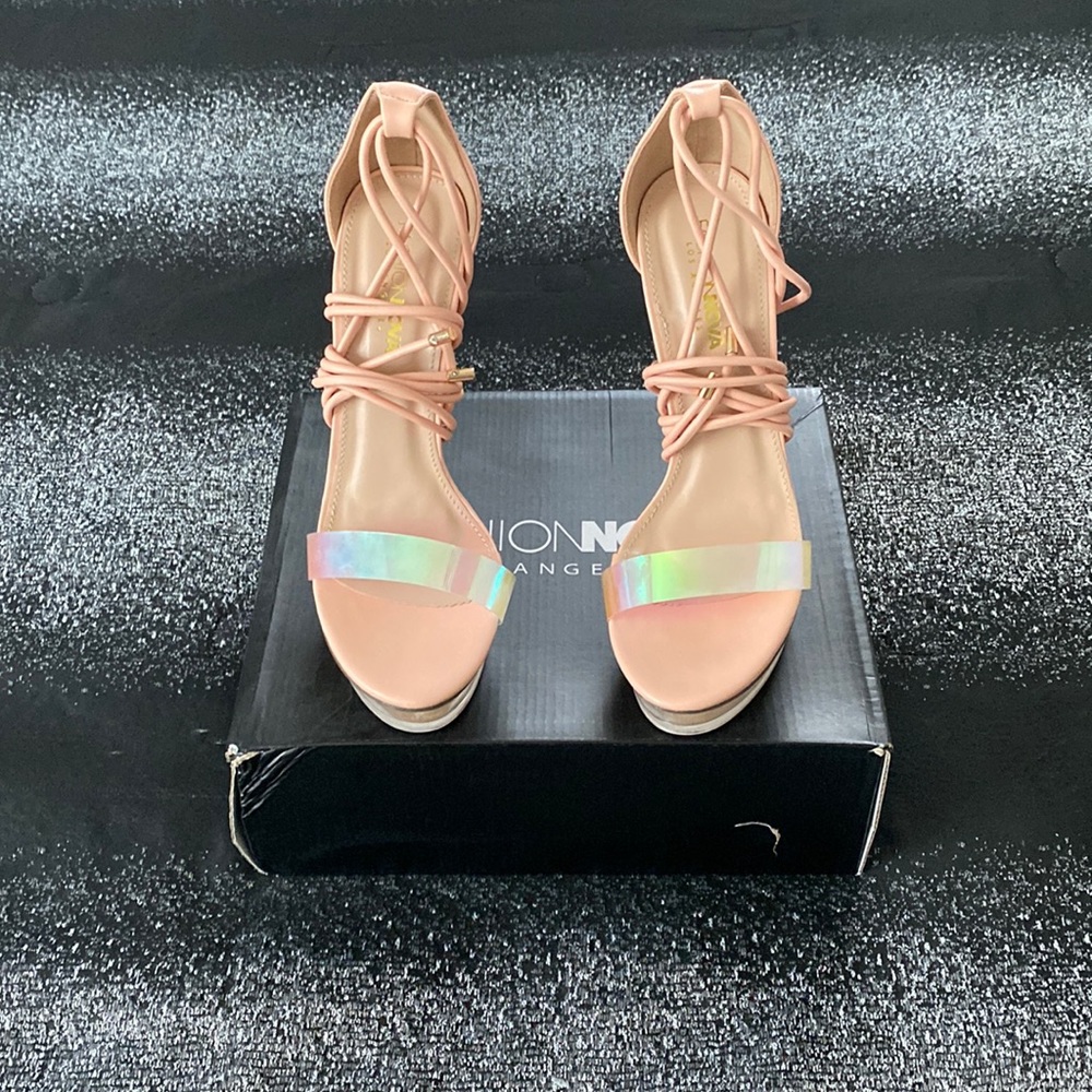 Blush Lace Up Heels